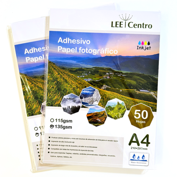 Papel Fotográfico Adhesivo 135gsm – 50 Hojas A4 – Lee Centro