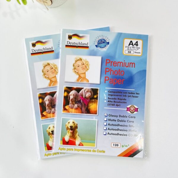 Papel Fotográfico Glossy Doble Cara 120grs. – A4 – 50 Hojas - Aleman