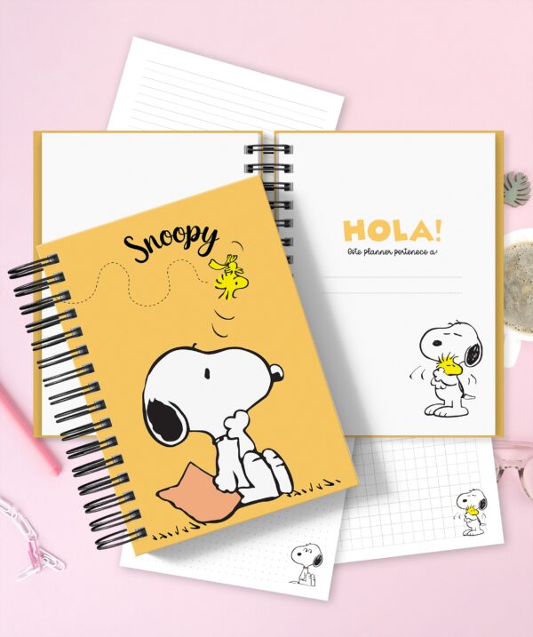 Cuaderno Planner Imprimible Snoopy Amarillo - Editable A5