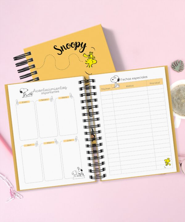 Cuaderno Planner Imprimible Snoopy Amarillo - Editable A5 - Imagen 5