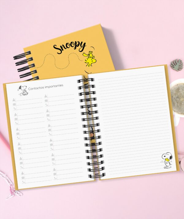 Cuaderno Planner Imprimible Snoopy Amarillo - Editable A5 - Imagen 6